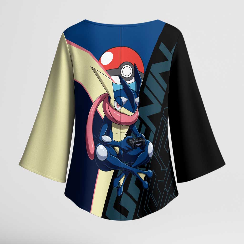 Greninja Poké Kimono Sleeve Blouse Sleek Retro Anime Style