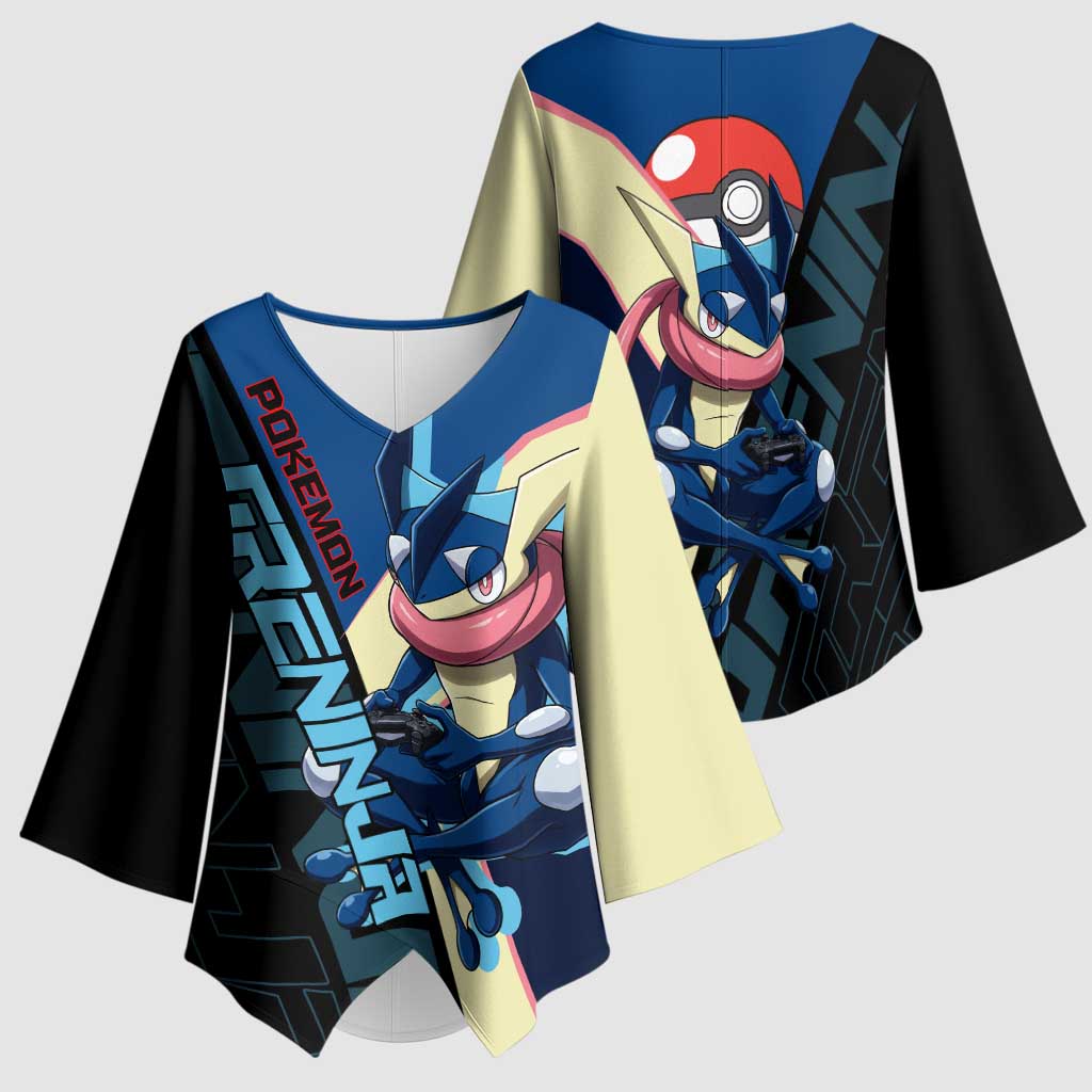 Greninja Poké Kimono Sleeve Blouse Sleek Retro Anime Style
