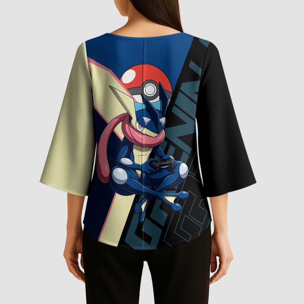 Greninja Poké Kimono Sleeve Blouse Sleek Retro Anime Style
