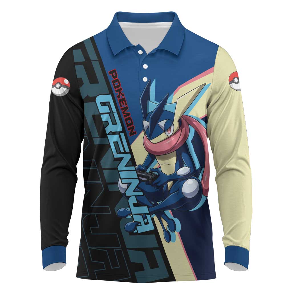 Greninja Poké Long Sleeve Polo Shirt Sleek Retro Anime Style