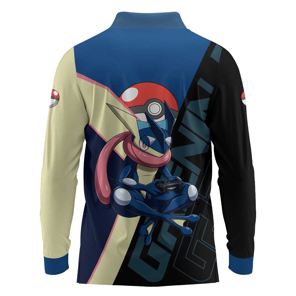 Greninja Poké Long Sleeve Polo Shirt Sleek Retro Anime Style