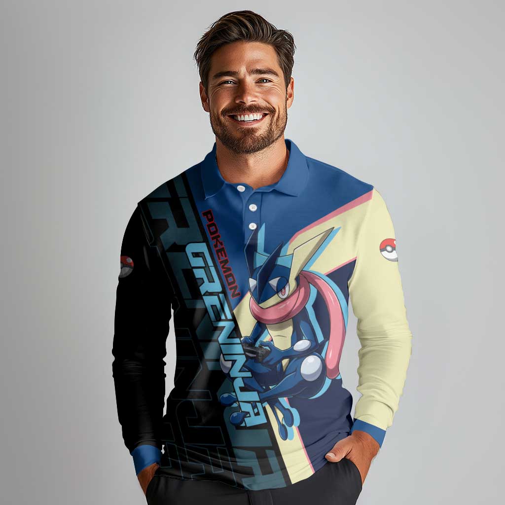 Greninja Poké Long Sleeve Polo Shirt Sleek Retro Anime Style