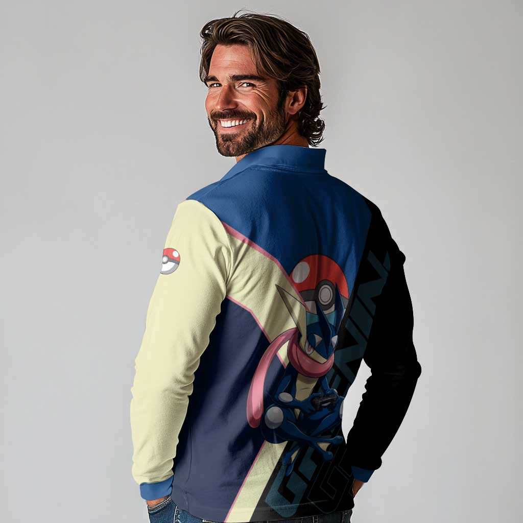 Greninja Poké Long Sleeve Polo Shirt Sleek Retro Anime Style