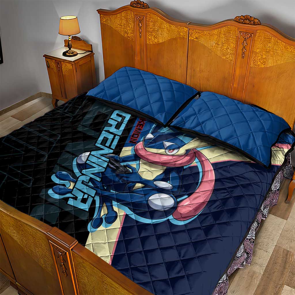 Greninja Poké Quilt Bed Set Sleek Retro Anime Style