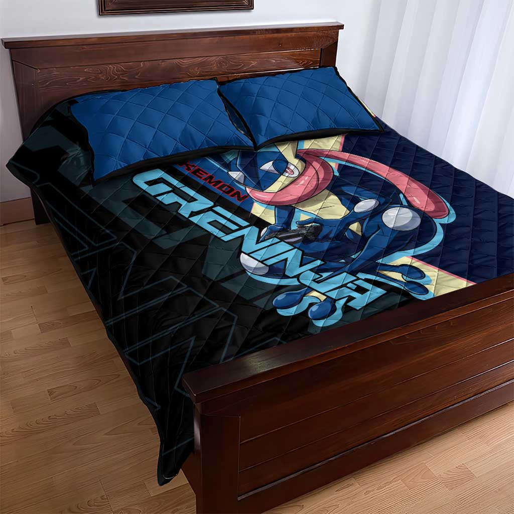 Greninja Poké Quilt Bed Set Sleek Retro Anime Style