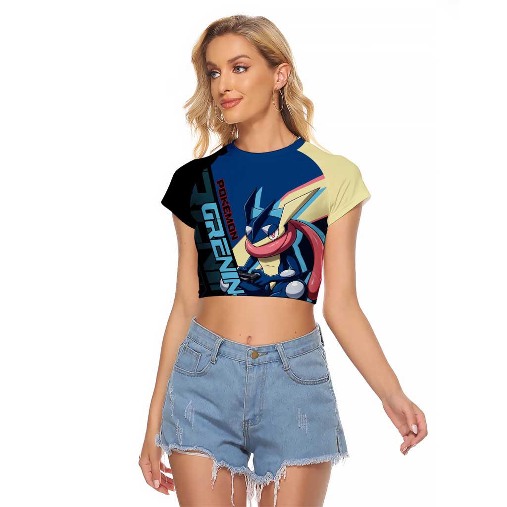 Greninja Poké Raglan Cropped T Shirt Sleek Retro Anime Style