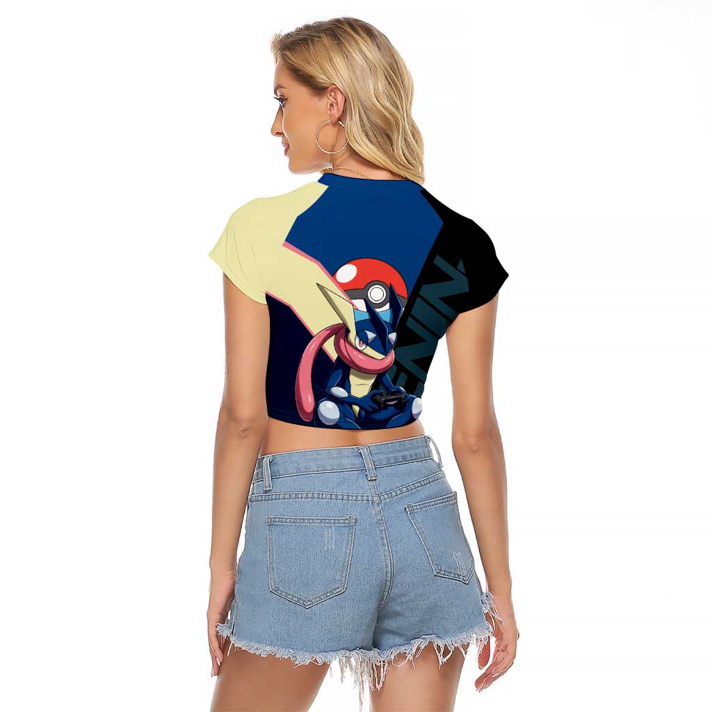 Greninja Poké Raglan Cropped T Shirt Sleek Retro Anime Style