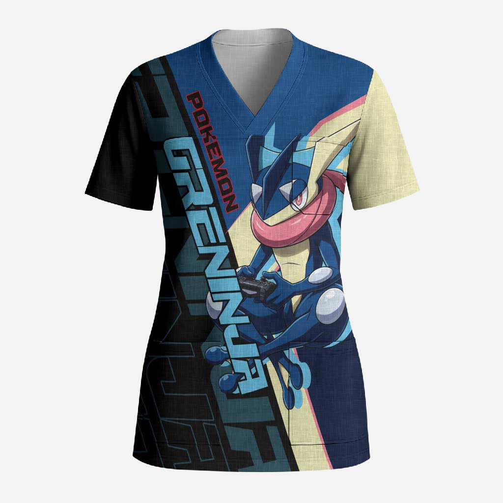 Greninja Poké Scrub Top Sleek Retro Anime Style