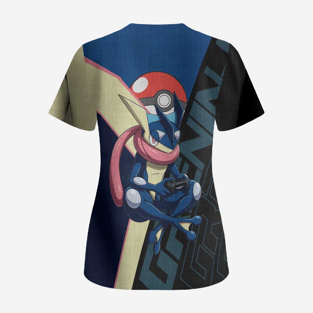 Greninja Poké Scrub Top Sleek Retro Anime Style