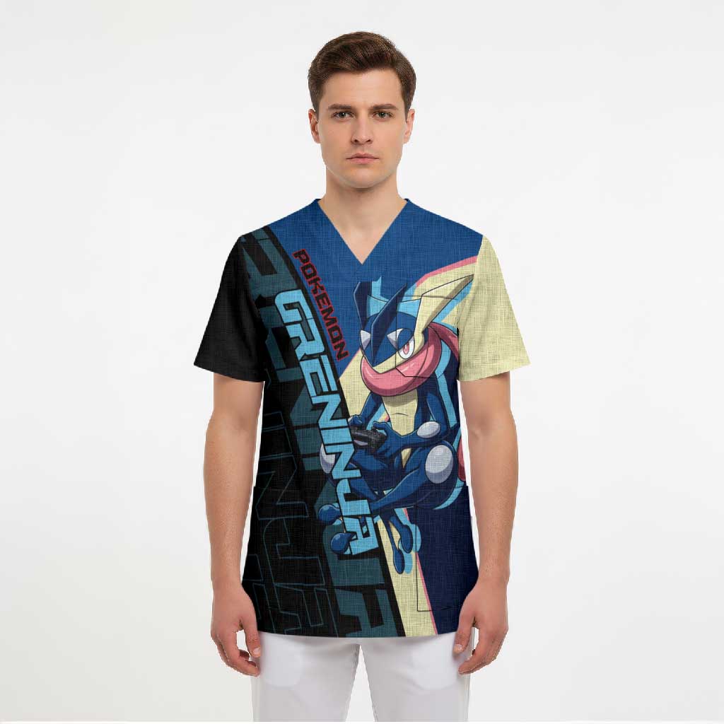 Greninja Poké Scrub Top Sleek Retro Anime Style