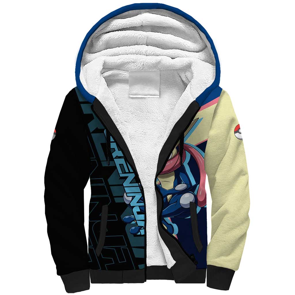 Greninja Poké Sherpa Hoodie Sleek Retro Anime Style