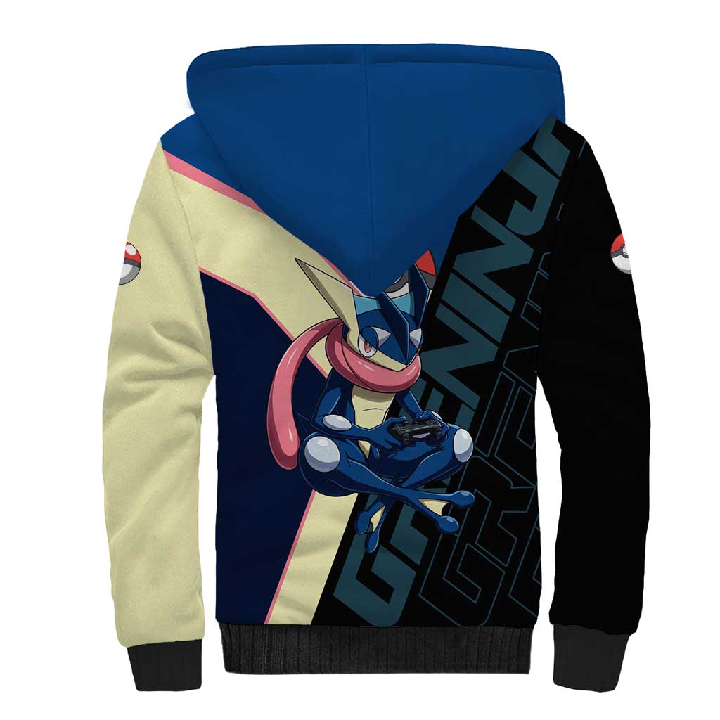 Greninja Poké Sherpa Hoodie Sleek Retro Anime Style