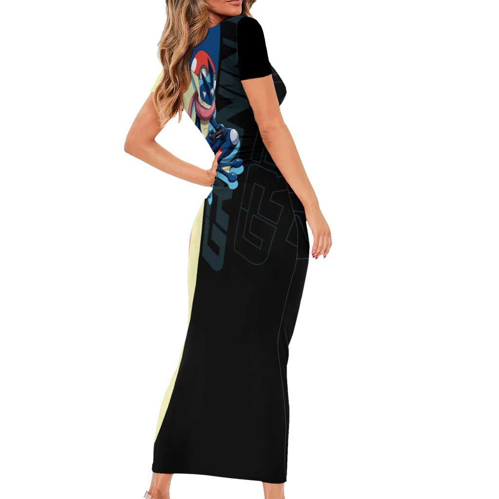 Greninja Poké Short Sleeve Bodycon Dress Sleek Retro Anime Style