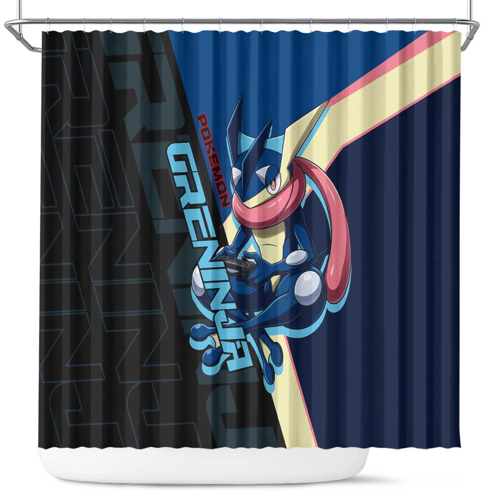 Greninja Poké Shower Curtain Sleek Retro Anime Style