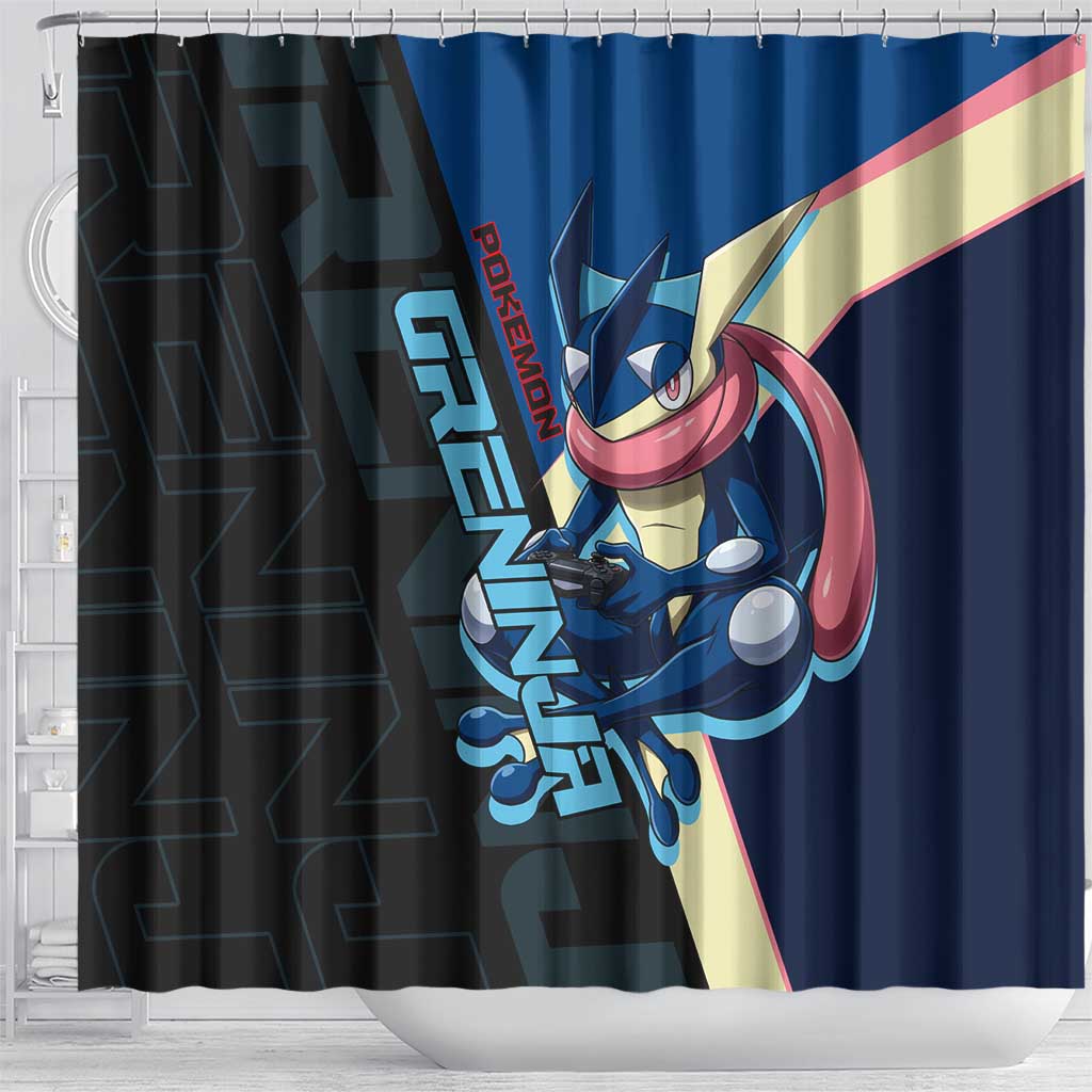 Greninja Poké Shower Curtain Sleek Retro Anime Style
