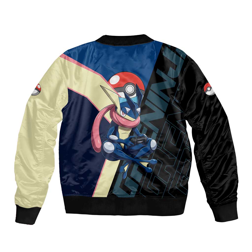 Greninja Poké Sleeve Zip Bomber Jacket Sleek Retro Anime Style