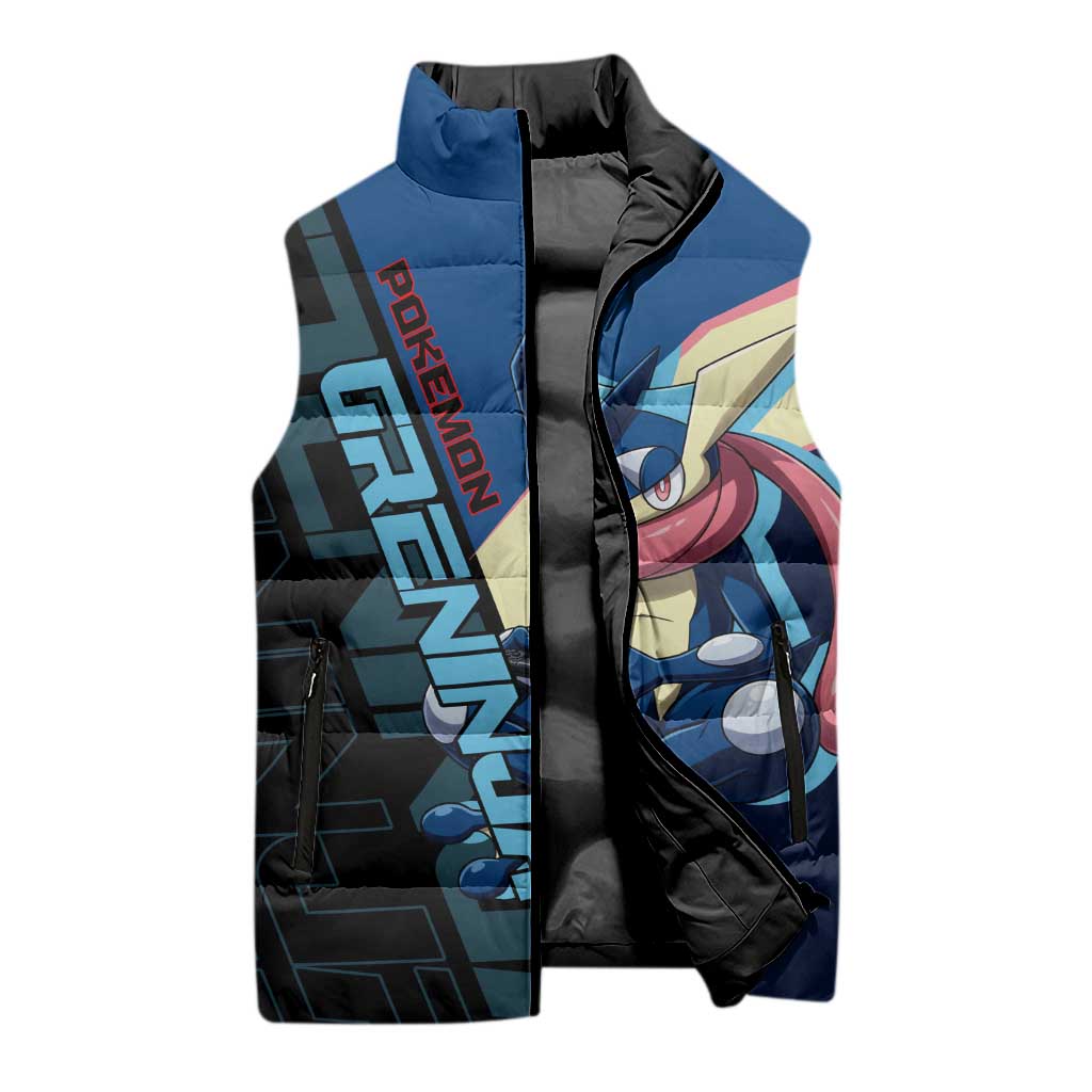 Greninja Poké Sleeveless Puffer Jacket Sleek Retro Anime Style