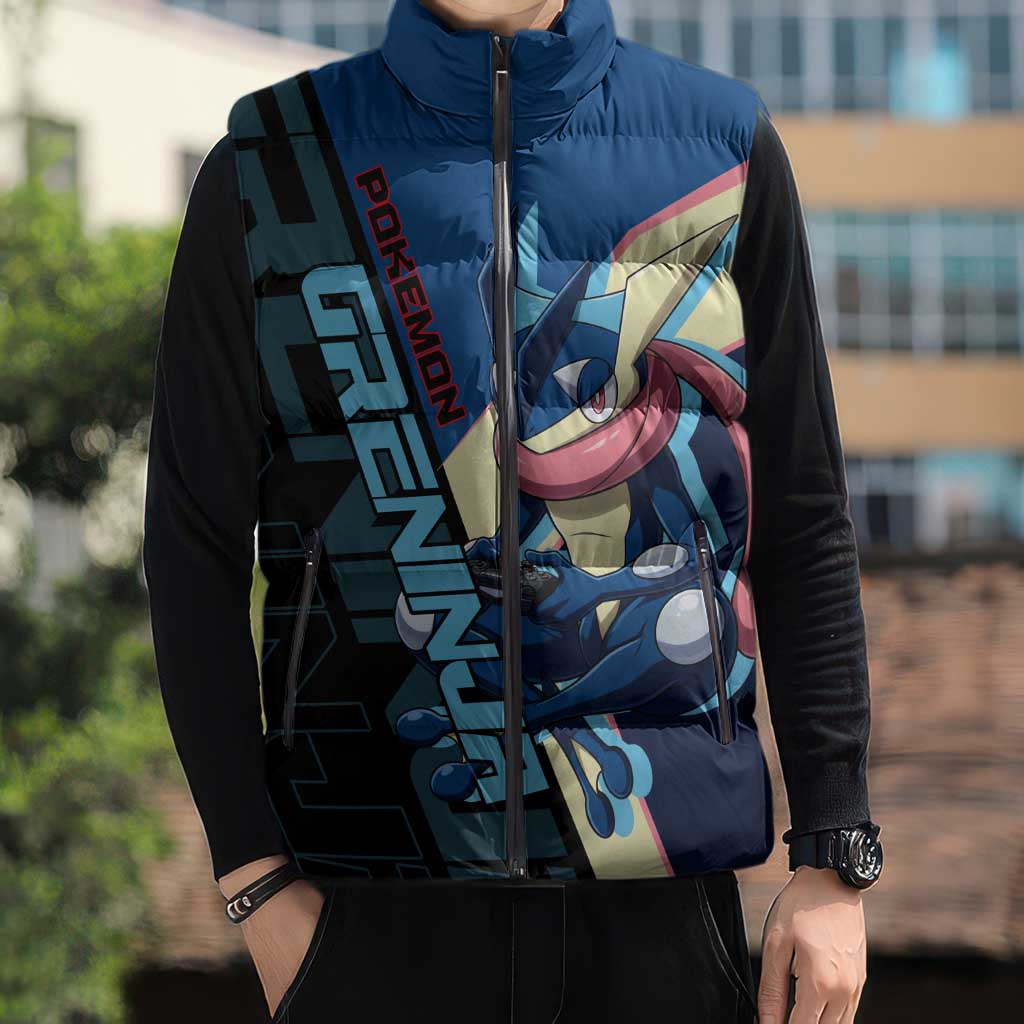 Greninja Poké Sleeveless Puffer Jacket Sleek Retro Anime Style