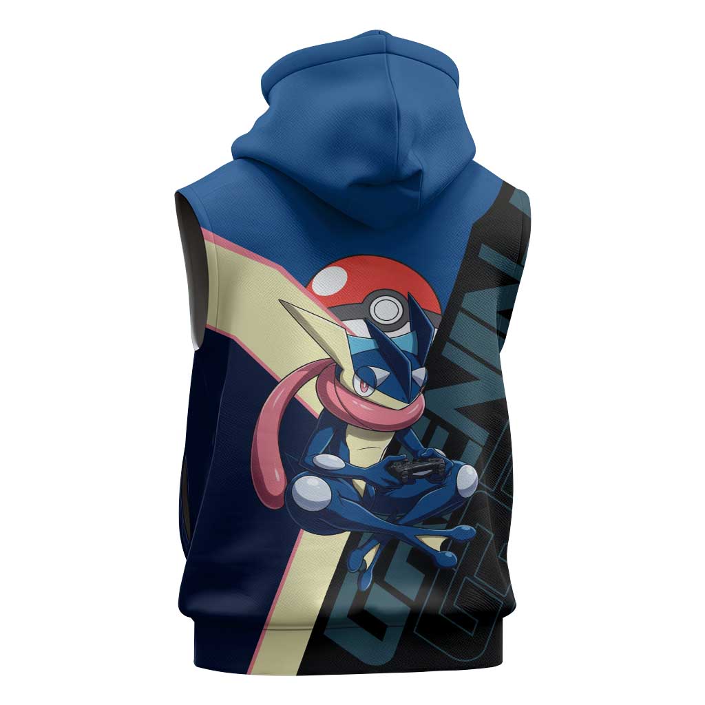 Greninja Poké Sleeveless Zip Hoodie Sleek Retro Anime Style