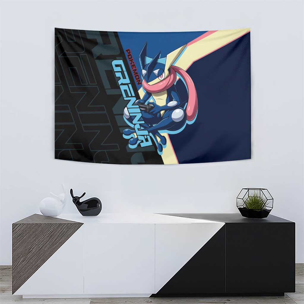 Greninja Poké Tapestry Sleek Retro Anime Style