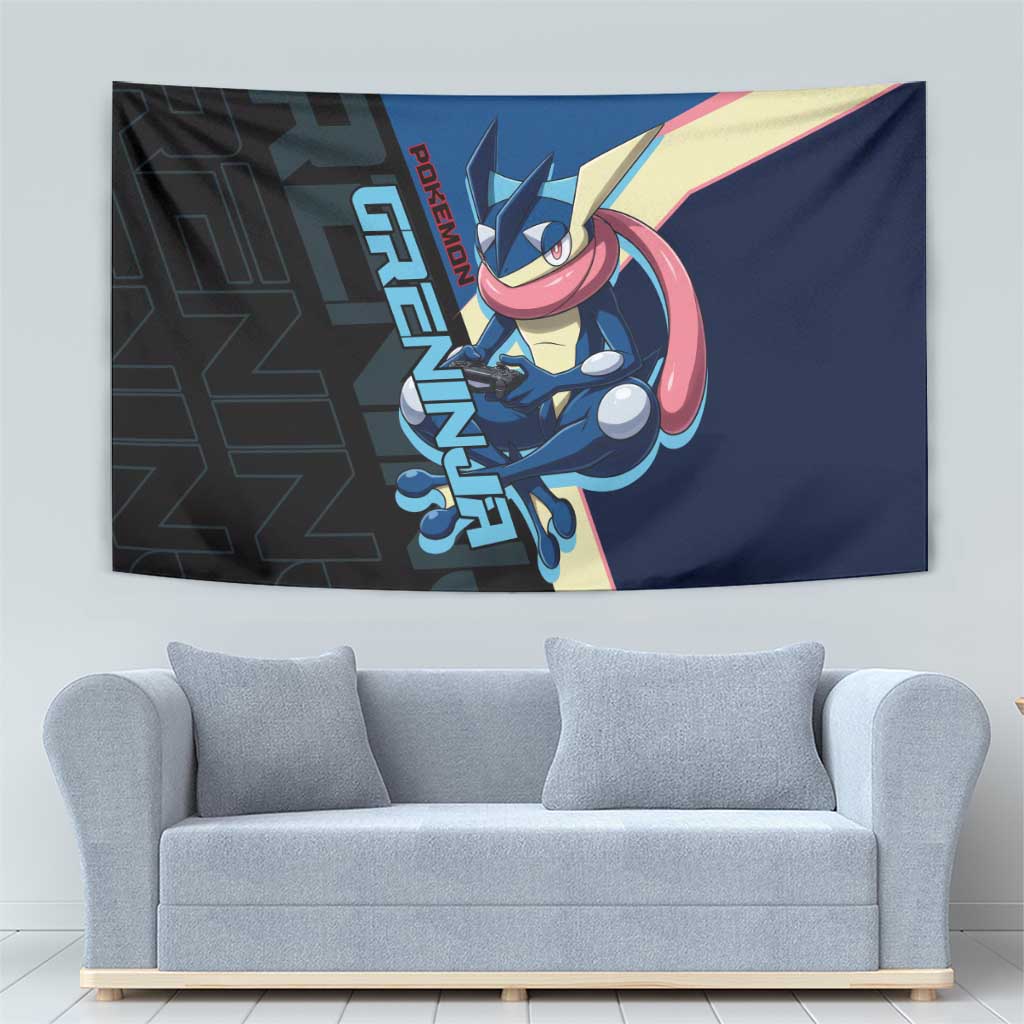 Greninja Poké Tapestry Sleek Retro Anime Style