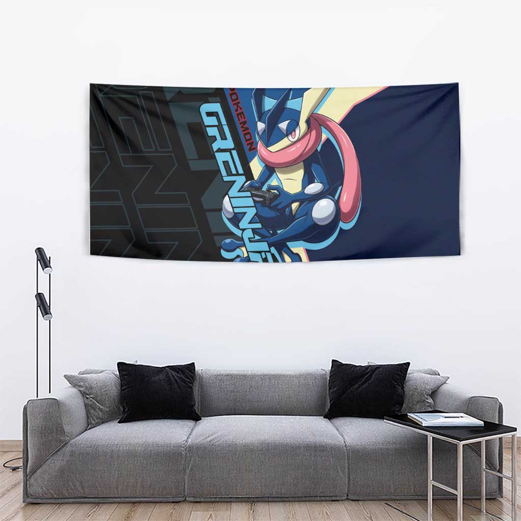 Greninja Poké Tapestry Sleek Retro Anime Style