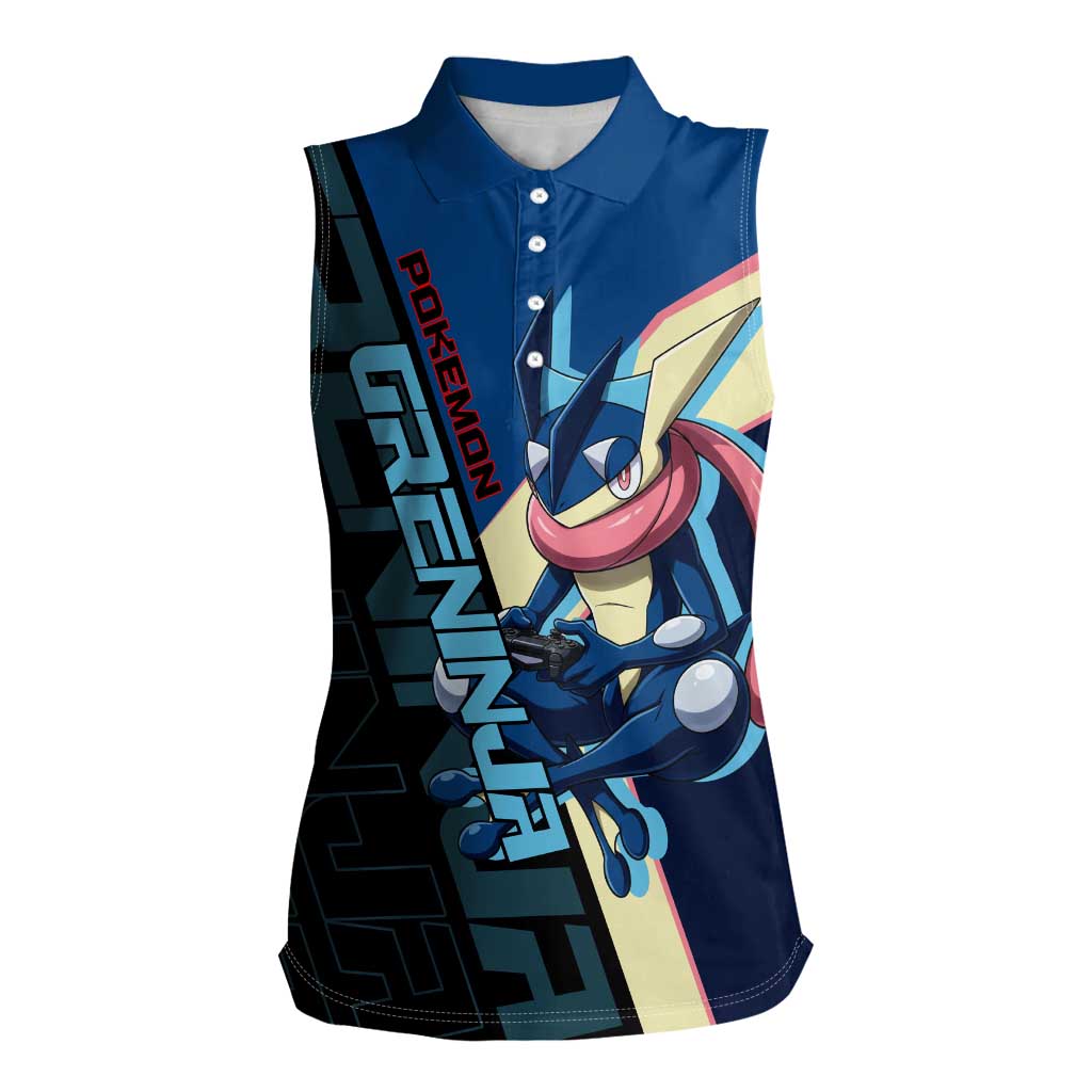 Greninja Poké Women Sleeveless Polo Shirt Sleek Retro Anime Style