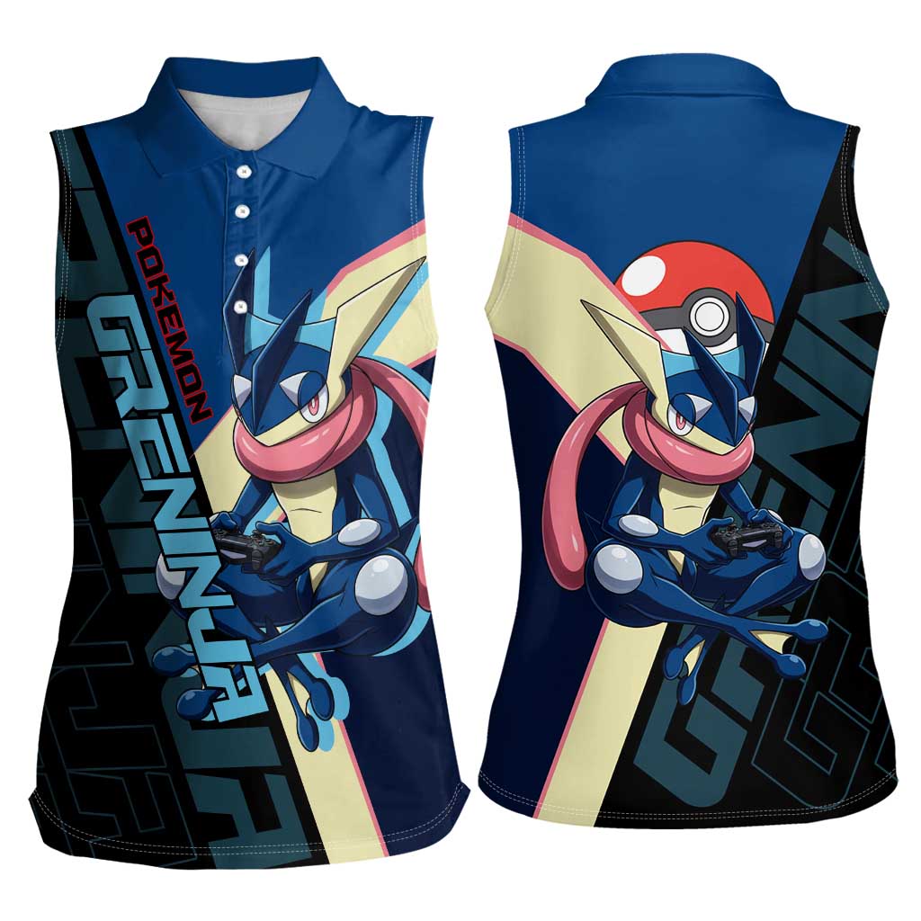 Greninja Poké Women Sleeveless Polo Shirt Sleek Retro Anime Style