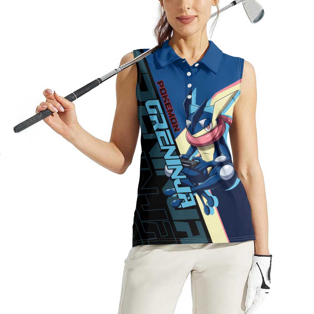 Greninja Poké Women Sleeveless Polo Shirt Sleek Retro Anime Style