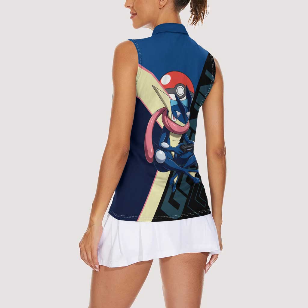 Greninja Poké Women Sleeveless Polo Shirt Sleek Retro Anime Style