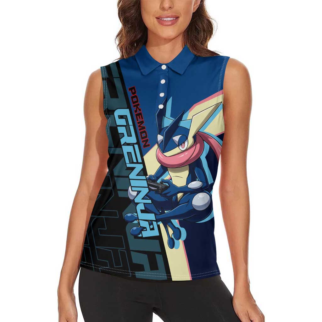 Greninja Poké Women Sleeveless Polo Shirt Sleek Retro Anime Style