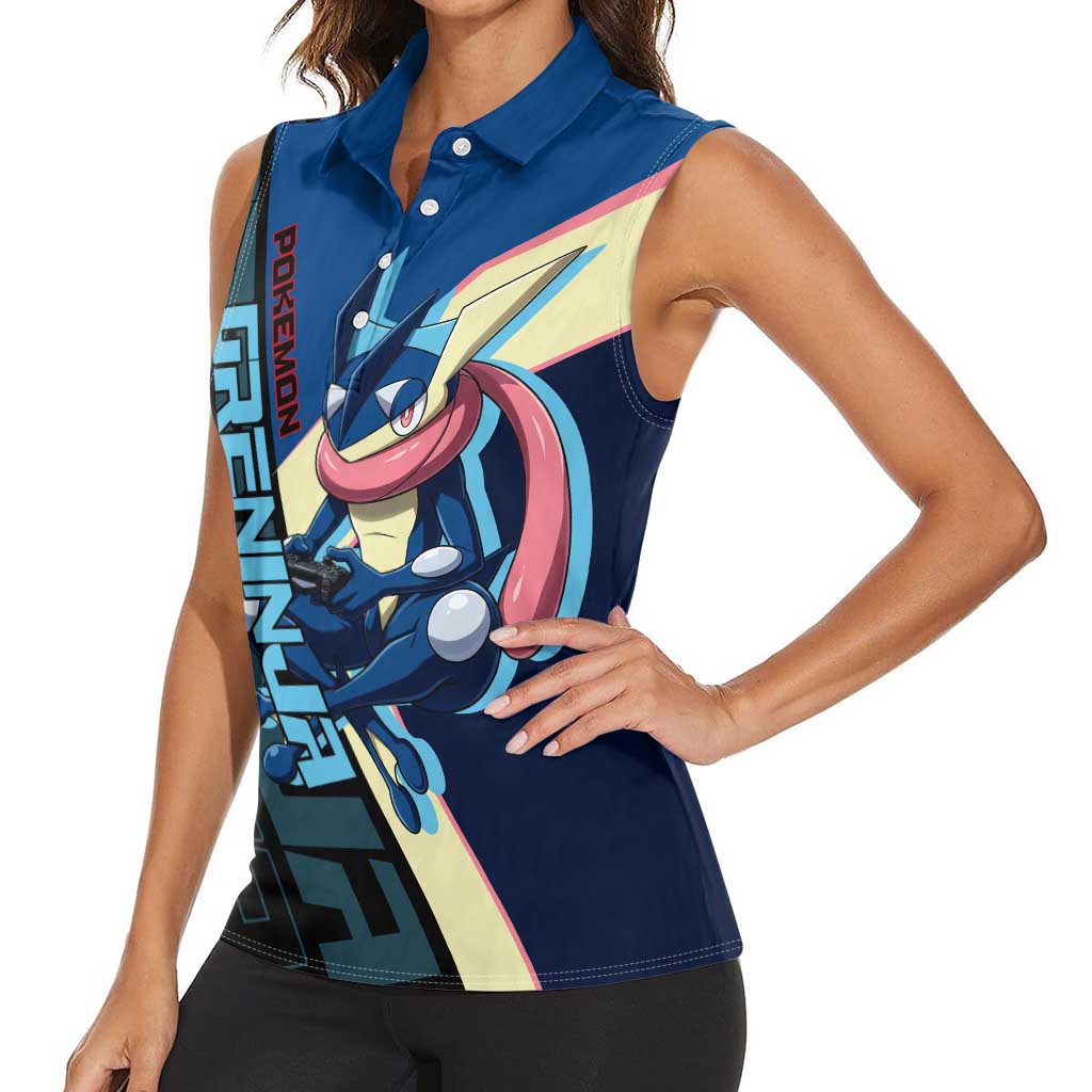 Greninja Poké Women Sleeveless Polo Shirt Sleek Retro Anime Style