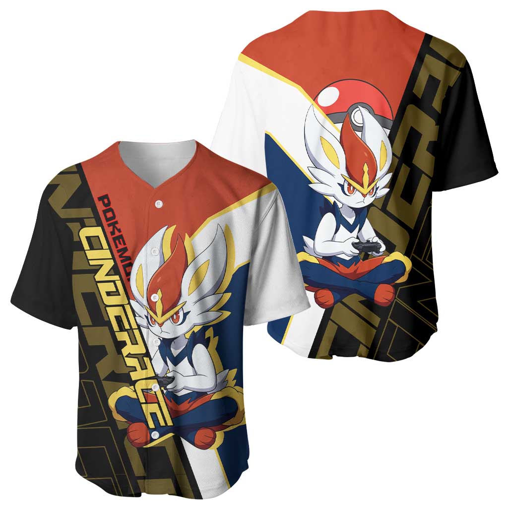 Cinderace Poké Baseball Jersey Dynamic Retro Anime Style