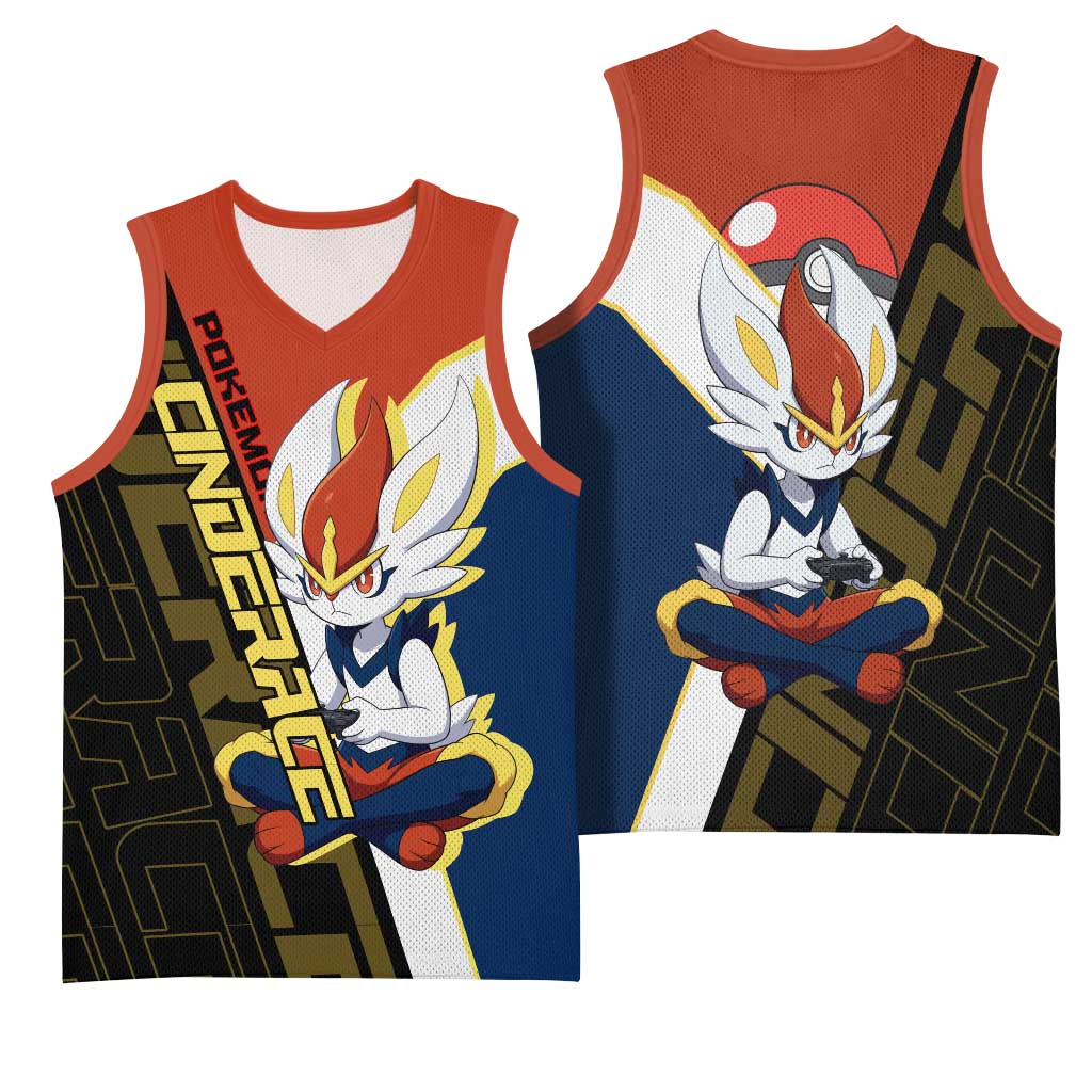 Cinderace Poké Basketball Jersey Dynamic Retro Anime Style