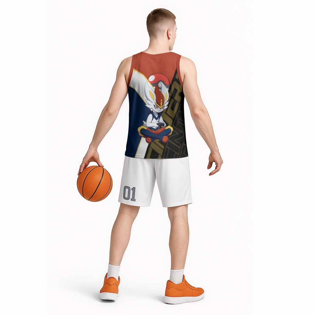 Cinderace Poké Basketball Jersey Dynamic Retro Anime Style