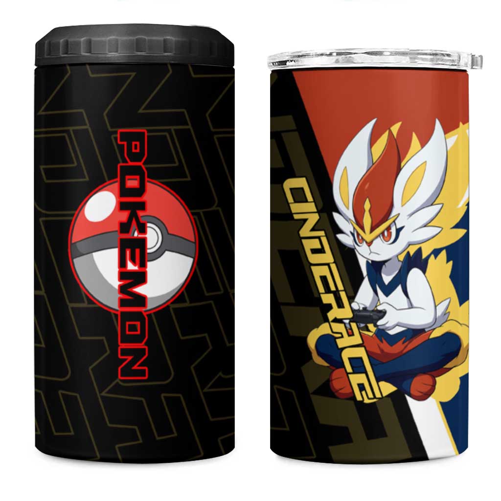 Cinderace Poké 4 in 1 Can Cooler Tumbler Dynamic Retro Anime Style