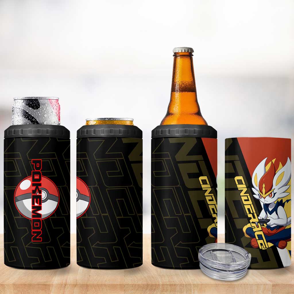 Cinderace Poké 4 in 1 Can Cooler Tumbler Dynamic Retro Anime Style