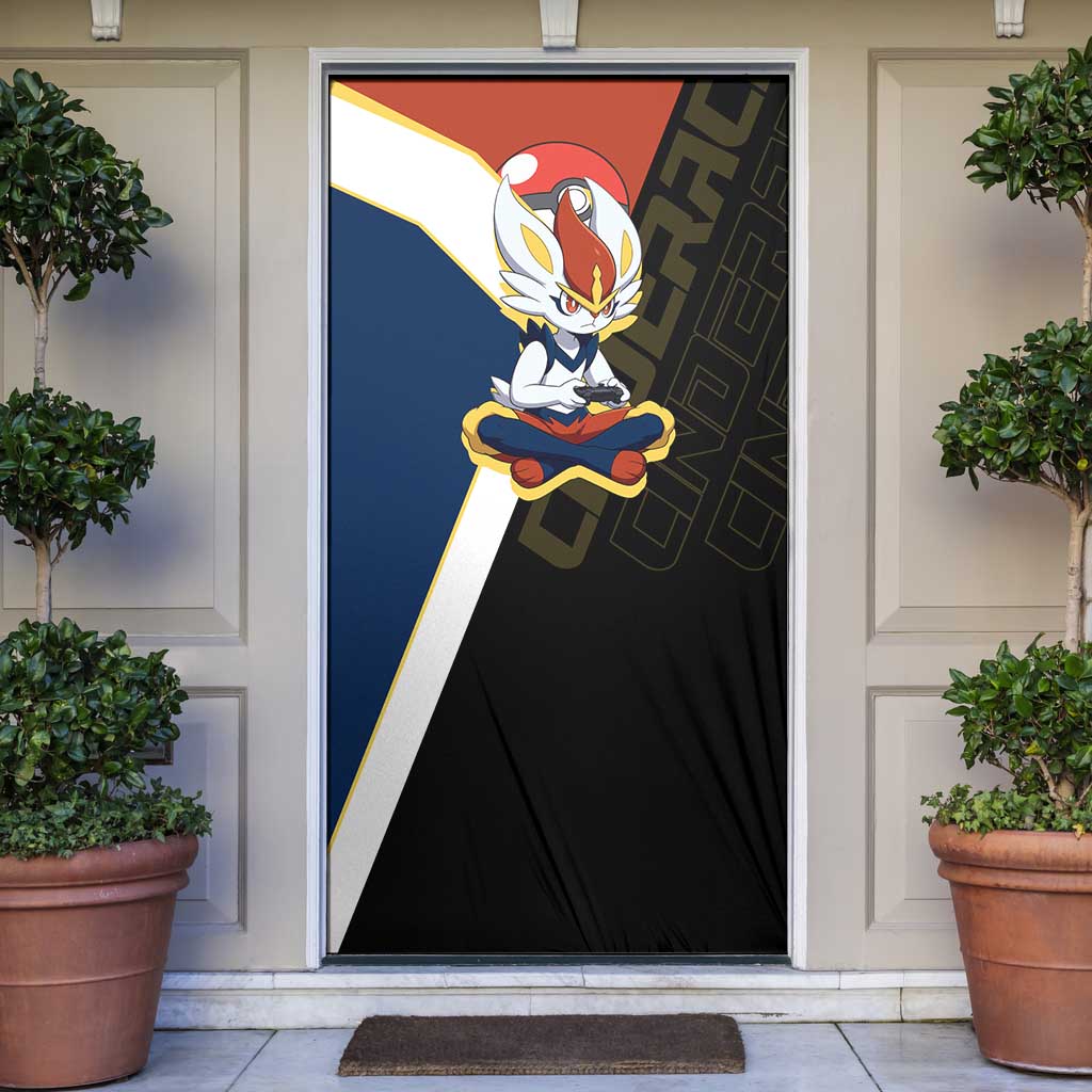 Cinderace Poké Door Cover Dynamic Retro Anime Style