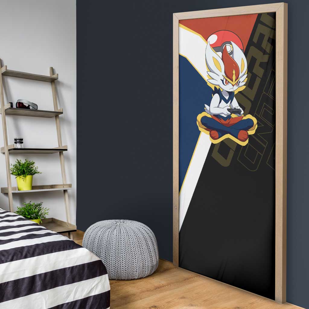Cinderace Poké Door Cover Dynamic Retro Anime Style