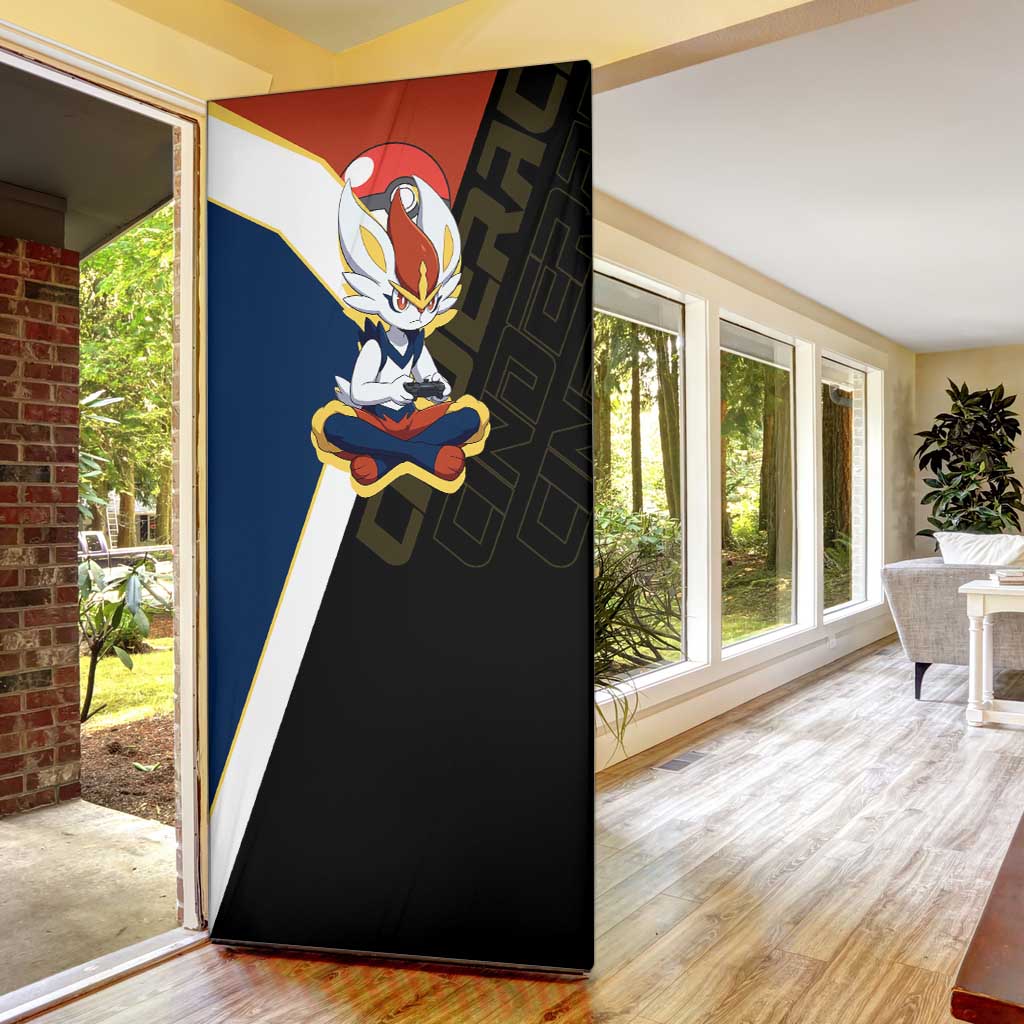 Cinderace Poké Door Cover Dynamic Retro Anime Style