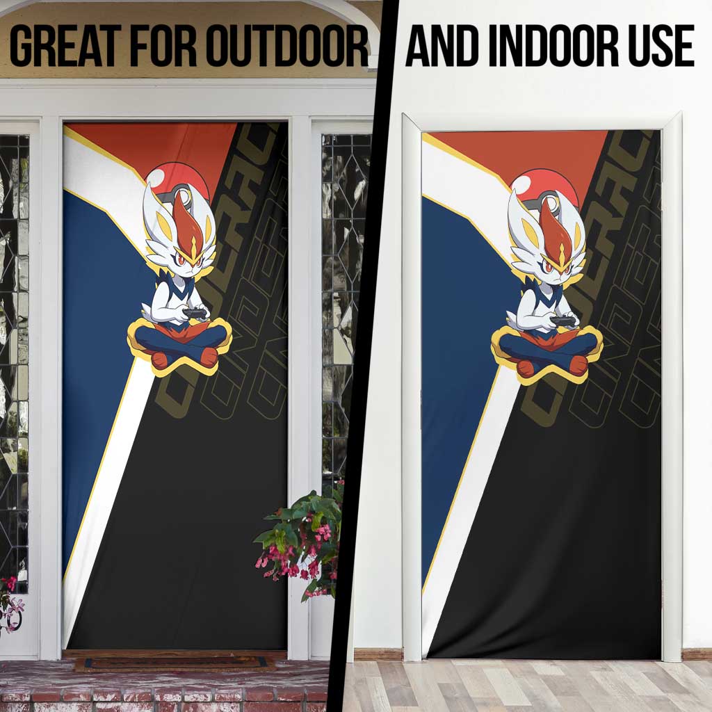 Cinderace Poké Door Cover Dynamic Retro Anime Style