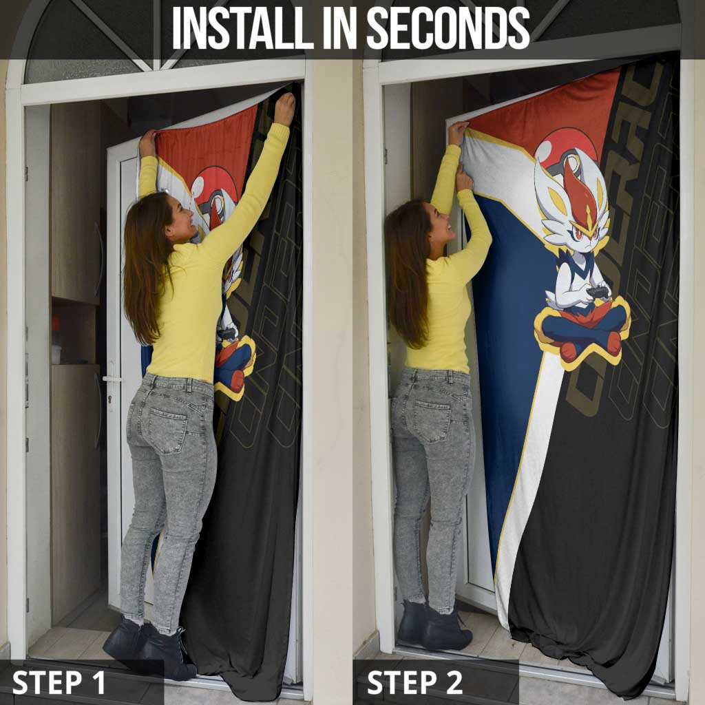 Cinderace Poké Door Cover Dynamic Retro Anime Style