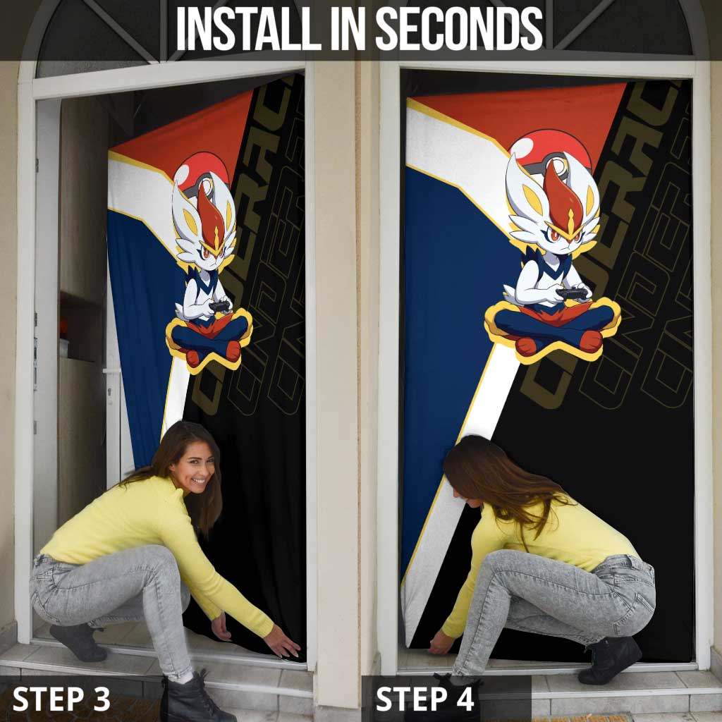 Cinderace Poké Door Cover Dynamic Retro Anime Style