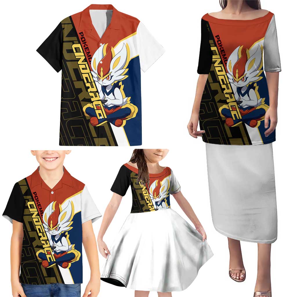 Cinderace Poké Family Matching Puletasi and Hawaiian Shirt Dynamic Retro Anime Style