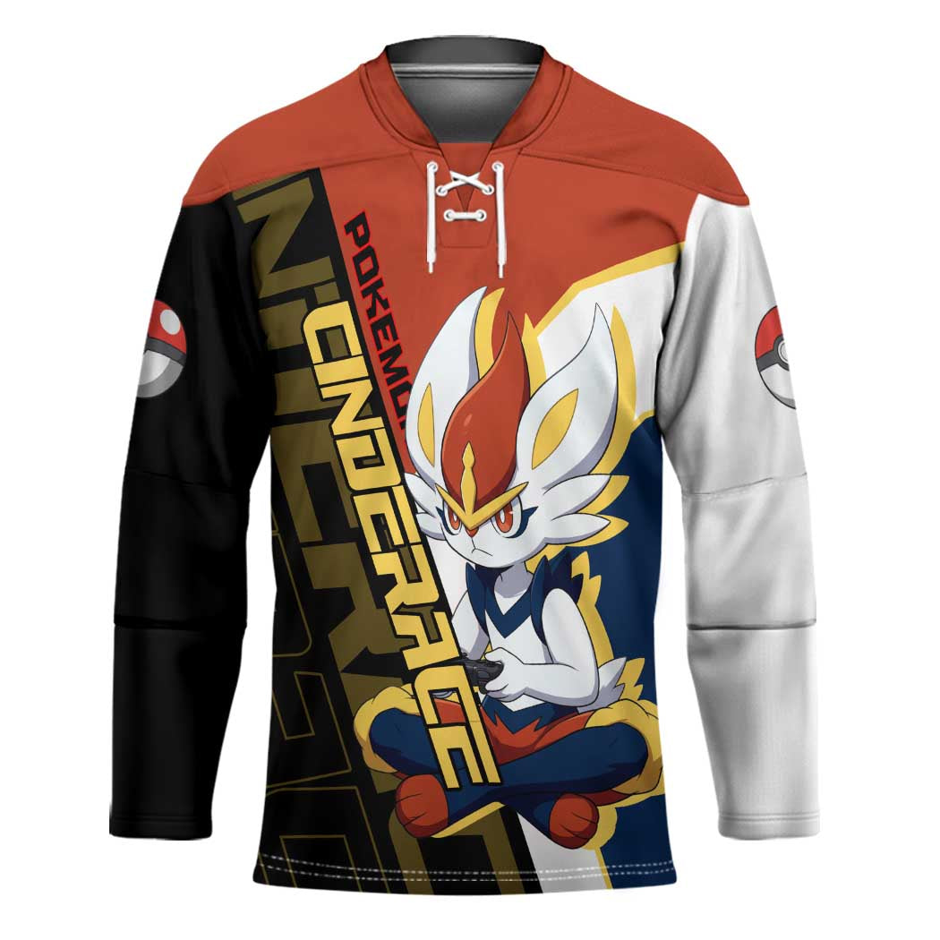 Cinderace Poké Hockey Jersey Dynamic Retro Anime Style