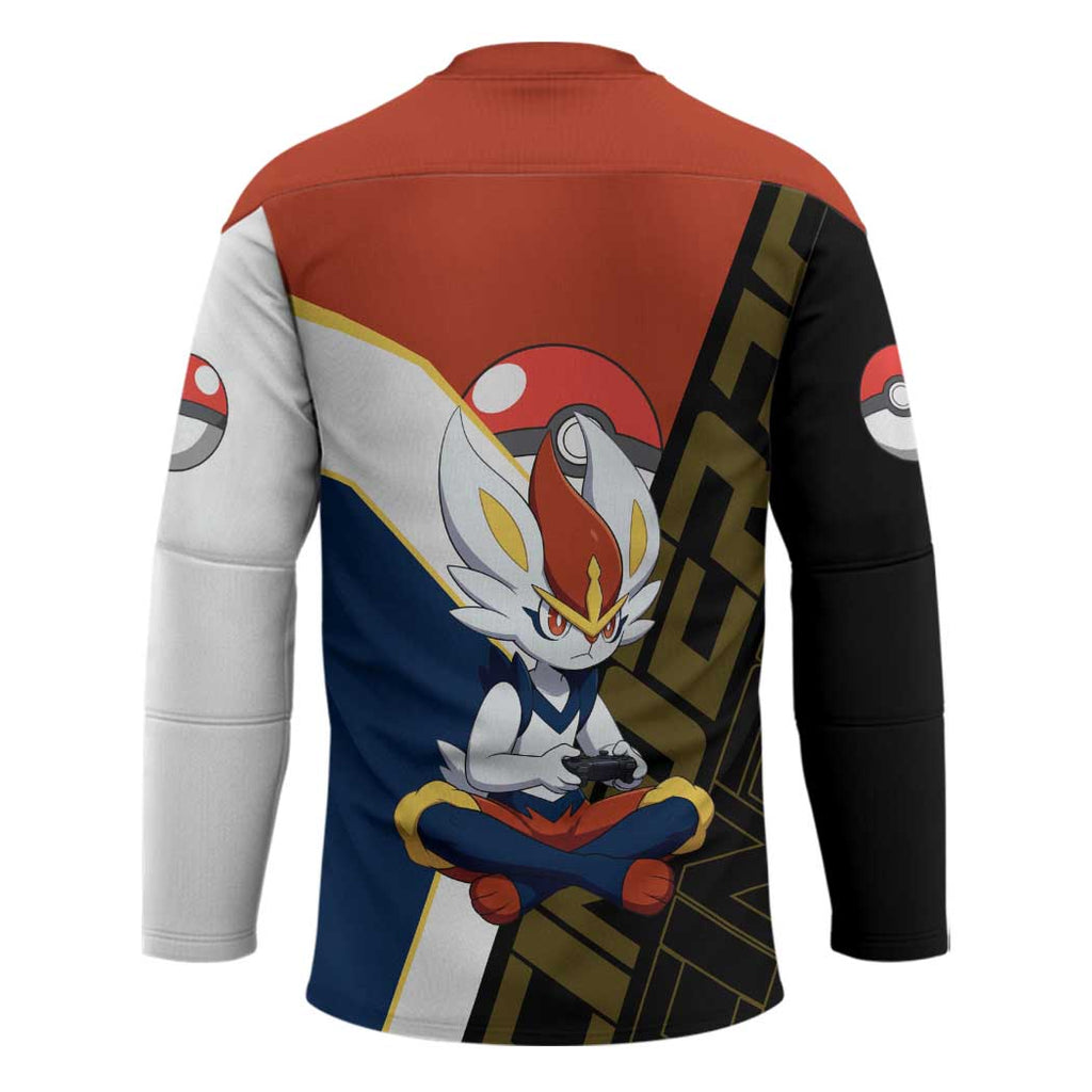 Cinderace Poké Hockey Jersey Dynamic Retro Anime Style