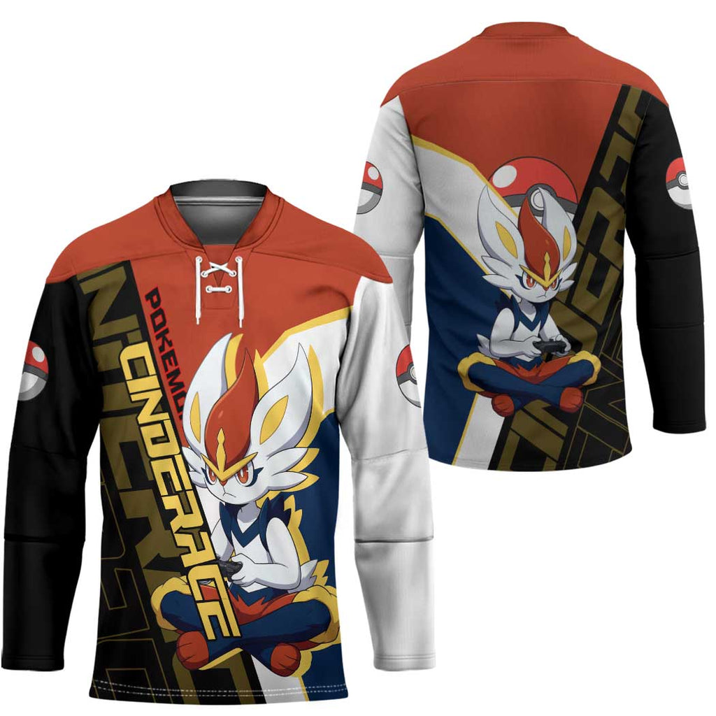 Cinderace Poké Hockey Jersey Dynamic Retro Anime Style