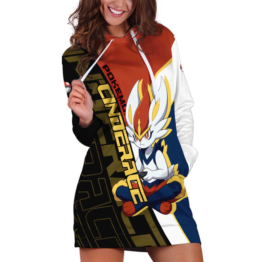 Cinderace Poké Hoodie Dress Dynamic Retro Anime Style