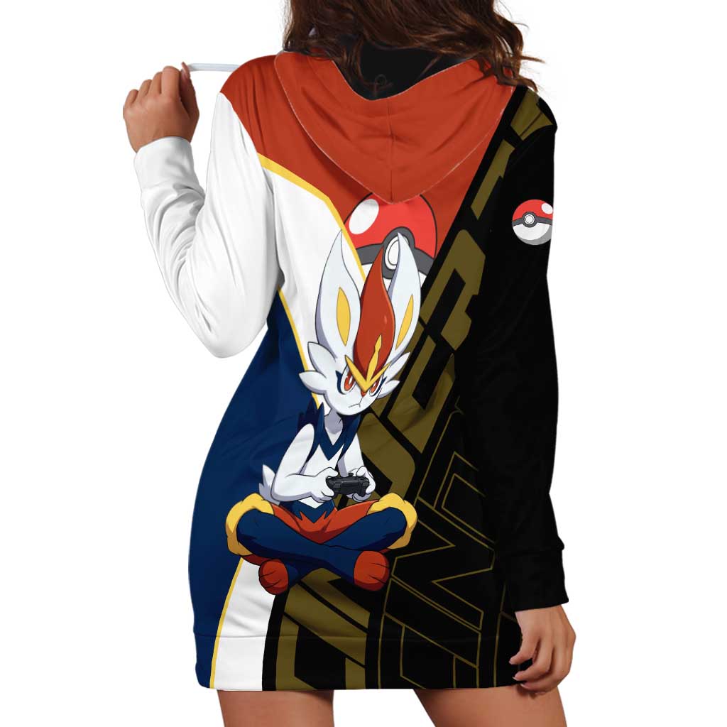 Cinderace Poké Hoodie Dress Dynamic Retro Anime Style