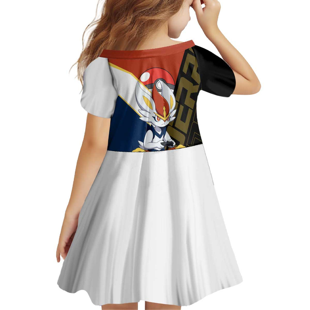Cinderace Poké Kid Short Sleeve Dress Dynamic Retro Anime Style